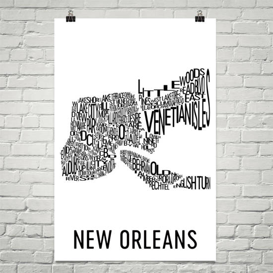 New Orleans Neighborhood Typography Prints – Modern Map Art