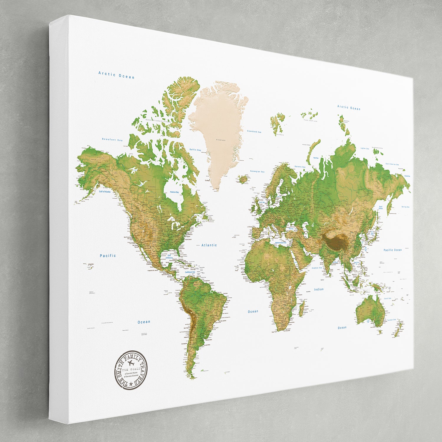 Leraren dag Iedereen Persoonlijk Personalized World Travel Map Tracker - Topographic – Modern Map Art