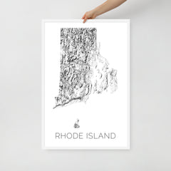Rhode Island State Topographic Map Art