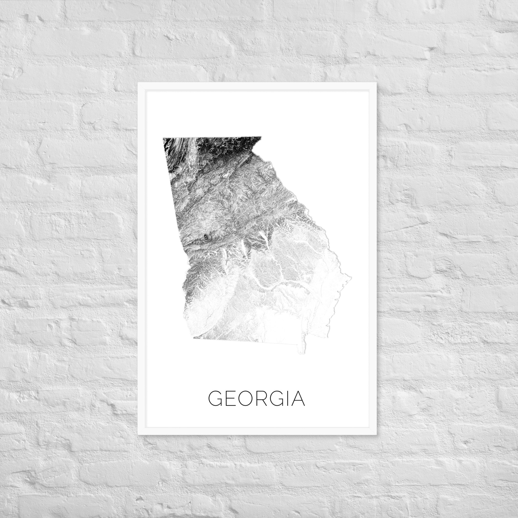 Georgia State Topographic Map Art Black And White Modern Map Art