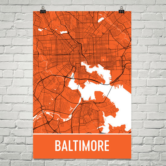 Baltimore Md Street Map Poster Wall Print By Modern Map Art 8012
