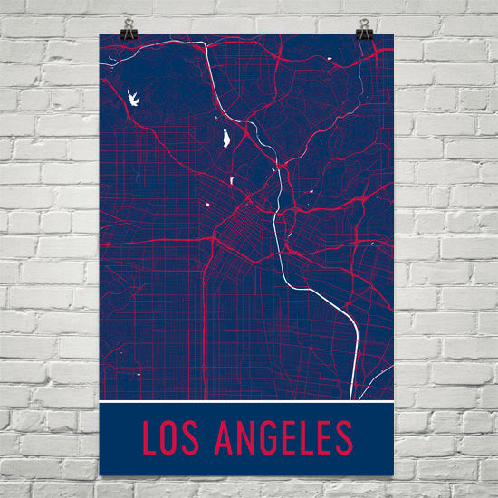 Los Angeles CA Street Map Poster - Wall Print by Modern Map Art