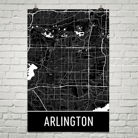 Arlington Tx Street Map Poster Wall Print By Modern Map Art 8722