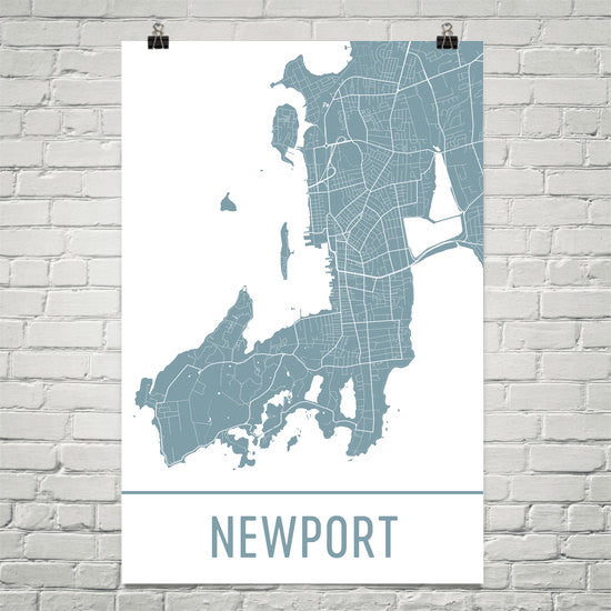 map of newport ri Newport Ri Street Map Poster Wall Print By Modern Map Art map of newport ri