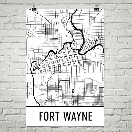 map of fort wayne indiana Fort Wayne Indiana Street Map Poster Wall Print By Modern Map Art map of fort wayne indiana