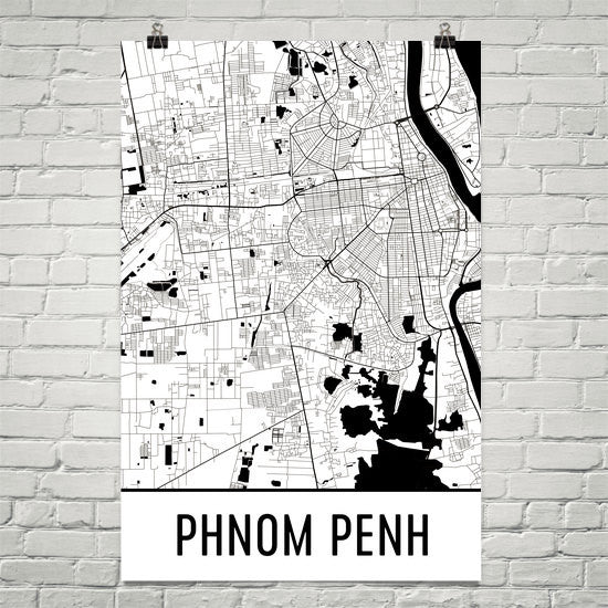 phnom penh map black and white