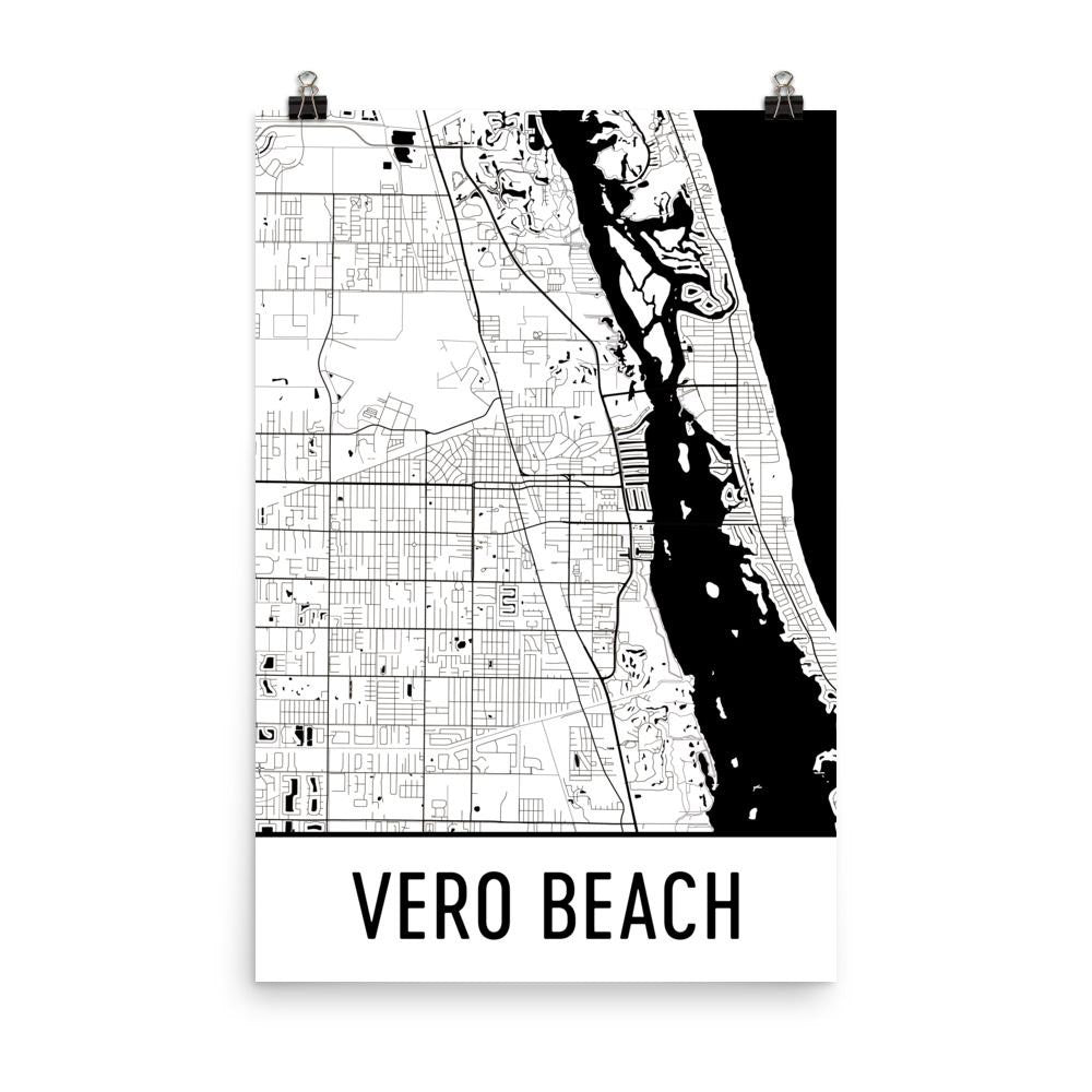 Street Map Of Vero Beach Florida Vero Beach Fl Street Map Poster - Wall Print By Modern Map Art