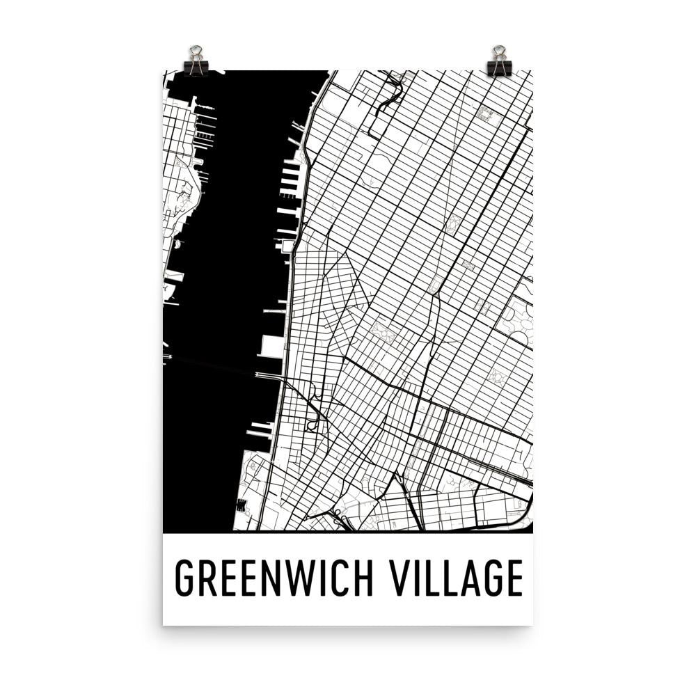 Greenwich Village New York Map Art Print Poster Wall Art From 19 Modern Map Art