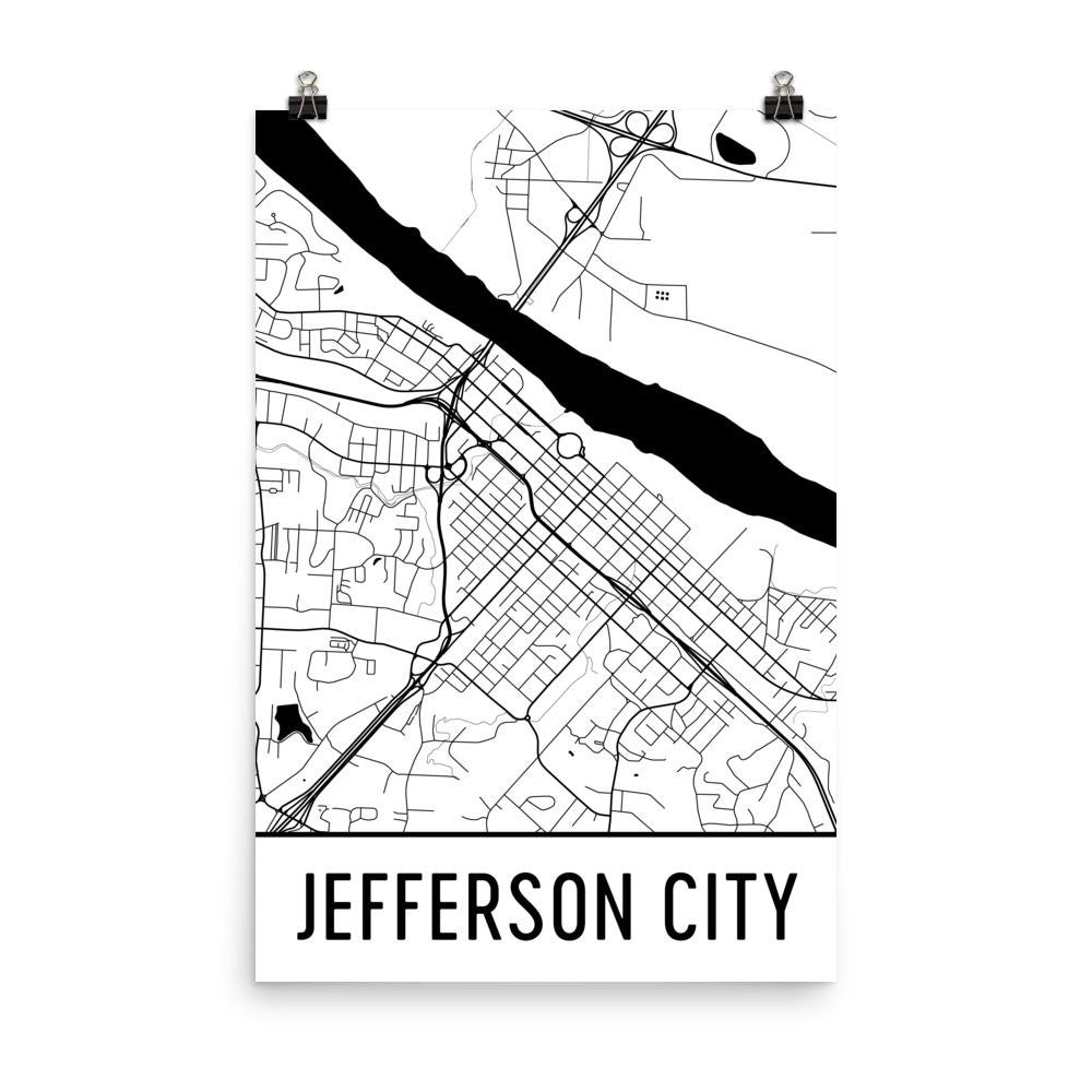 street map of jefferson city mo Jefferson City Mo Street Map Poster Wall Print By Modern Map Art street map of jefferson city mo