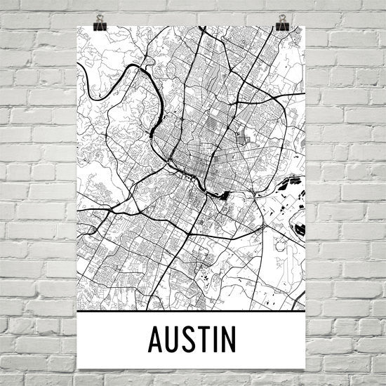 Street Map Austin Texas Austin Texas Street Map Poster   Wall Print by Modern Map Art