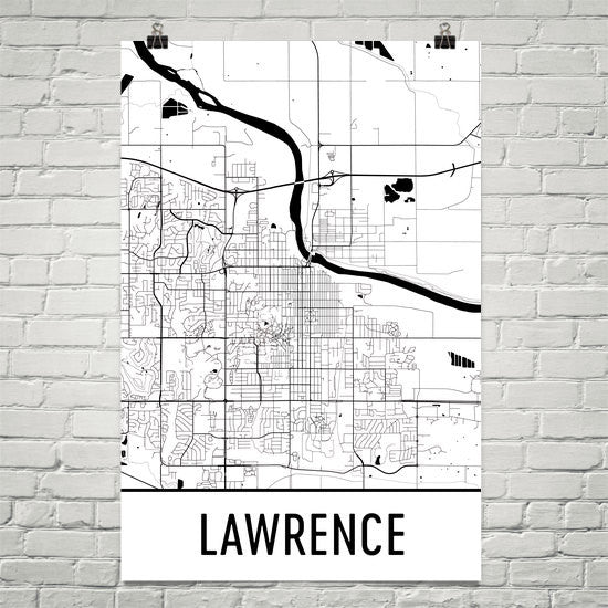 map of lawrence kansas Lawrence Ks Street Map Poster Wall Print By Modern Map Art