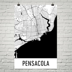 map pensacola street fl poster