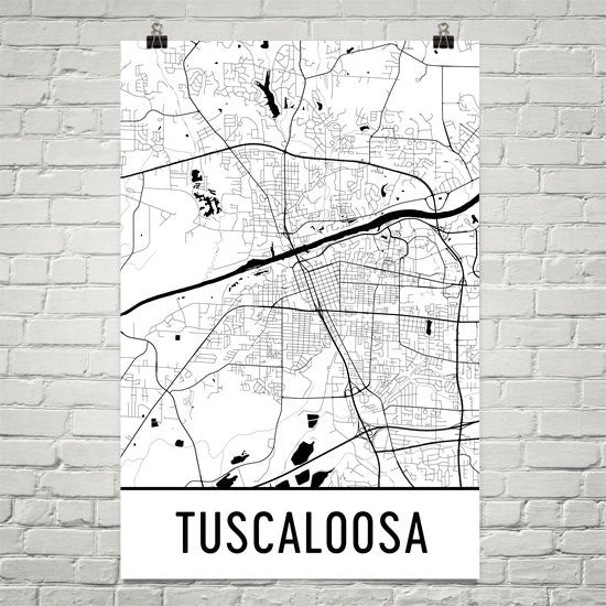 Tuscaloosa Al Street Map Poster Wall Print By Modern Map Art 5566