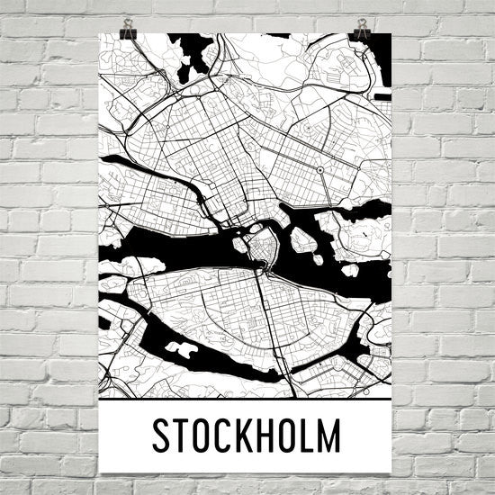 Stockholm Sweden Street Map Poster Wall Print By Modern Map Art