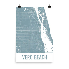 Street Map Of Vero Beach Florida Vero Beach Fl Street Map Poster - Wall Print By Modern Map Art