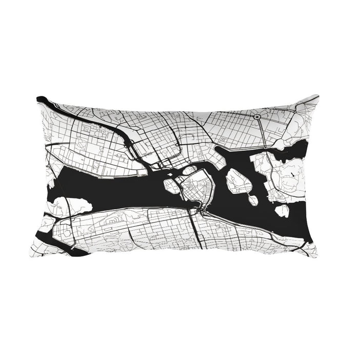 Las Vegas Map Black and White Throw Pillow by Modern Map Art