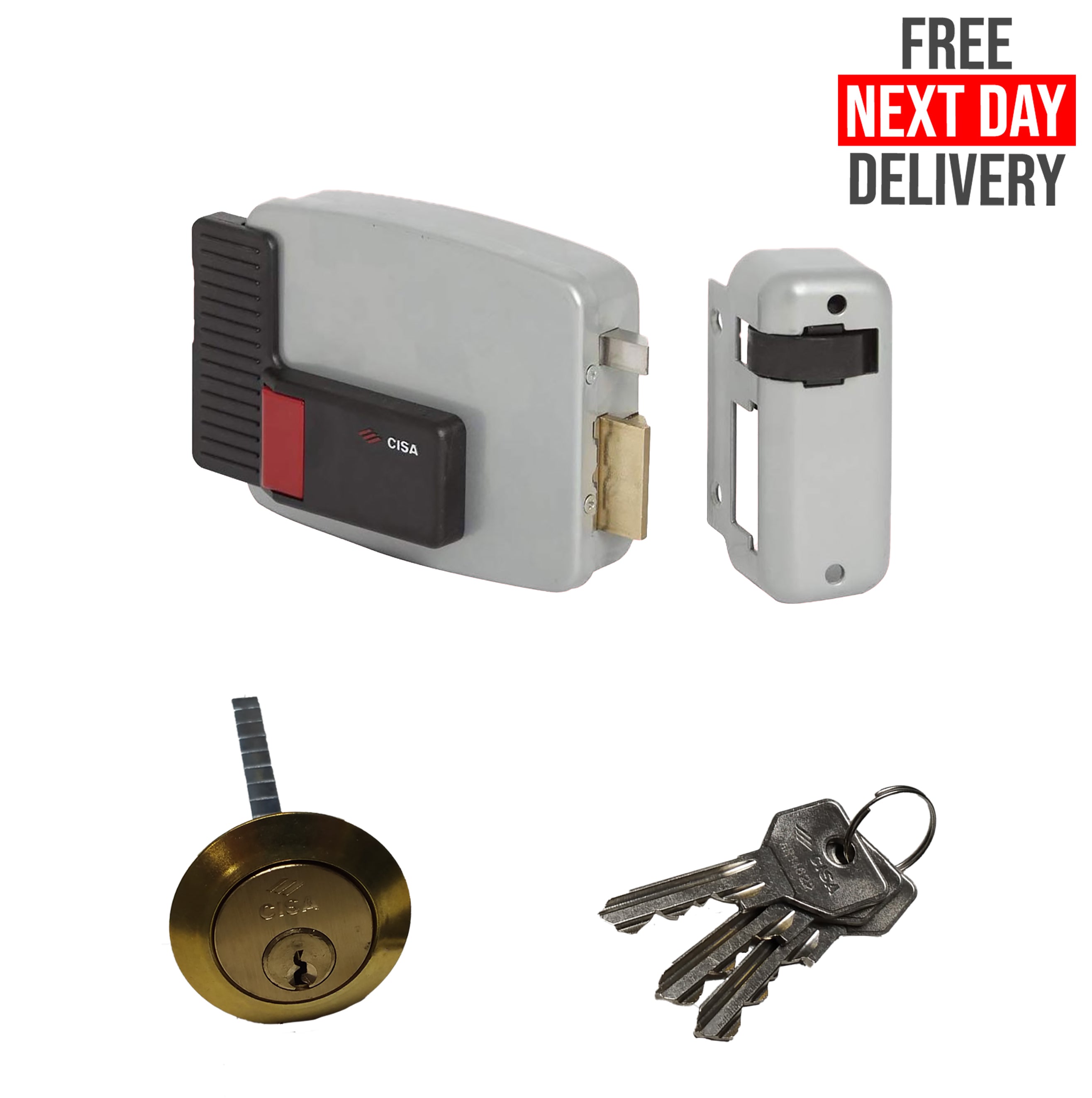 Classic CISA Lock for Wooden Doors | Classic Cylinder | Inward Opening | Right-Handed | Polished Brass