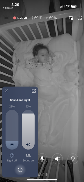 Sound + Light Controls in the Nanit App