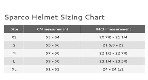 Racequip Helmet Size Chart