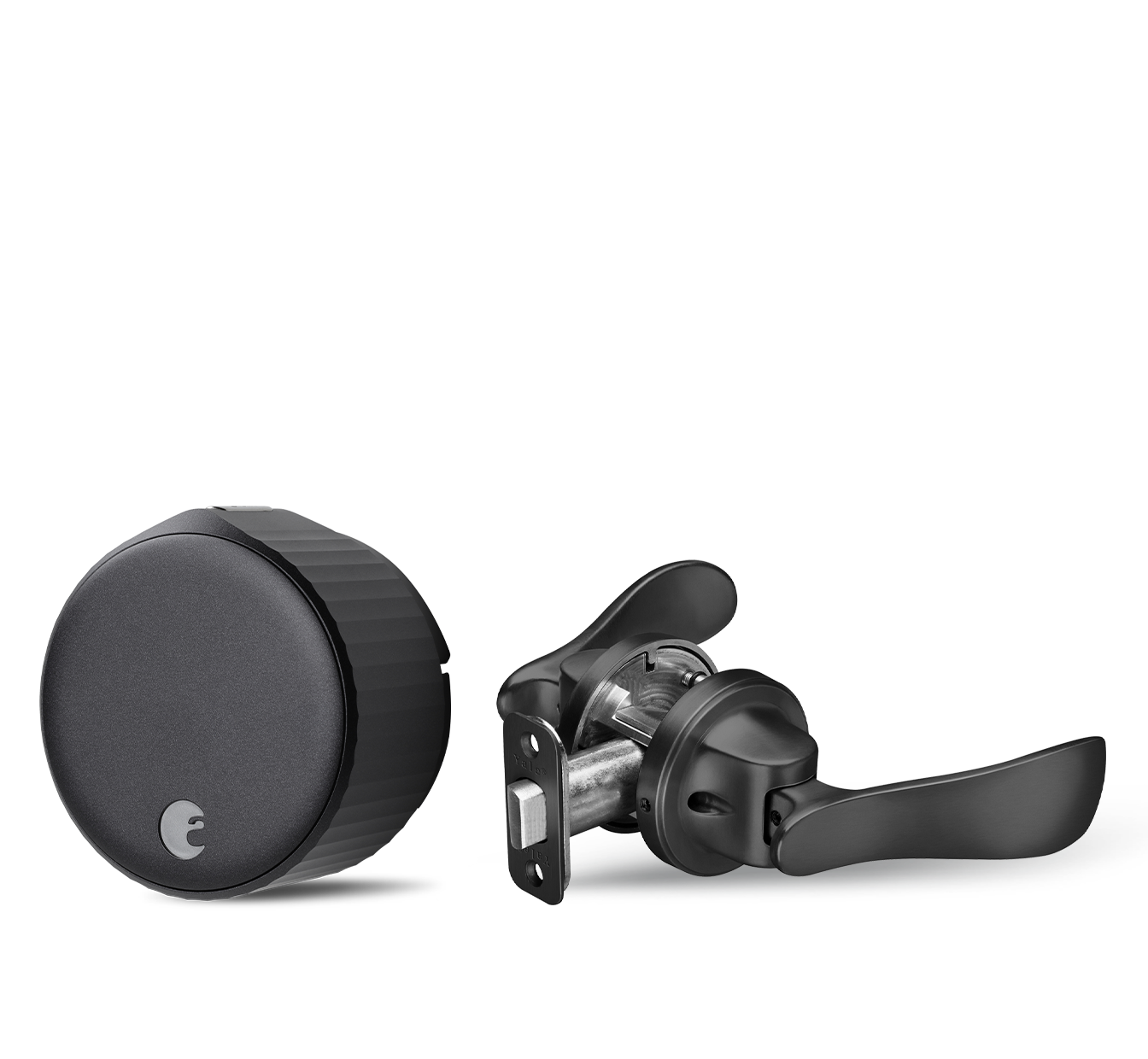 August Wi-Fi Smart Lock + Navis Paddle in Satin Nickel Matte Black