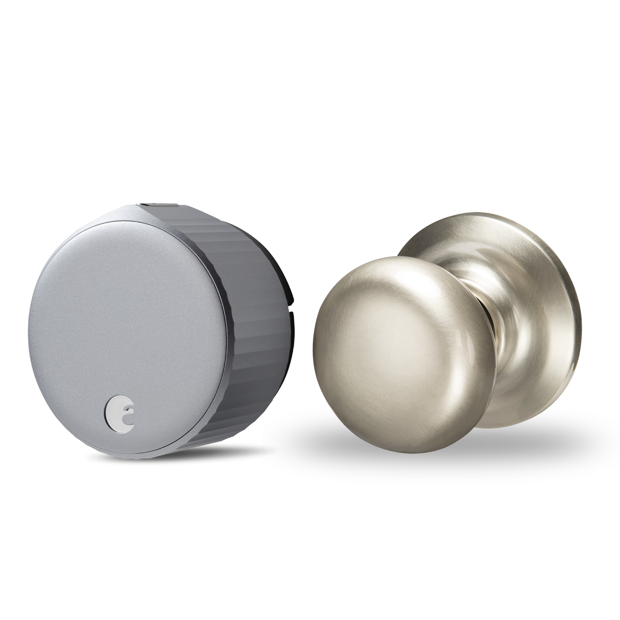 August Wi-Fi Smart Lock + Cambridge Knob in Satin Nickel Silver