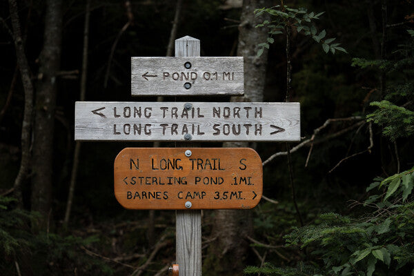Trail sign for the Long Trail in Vermont