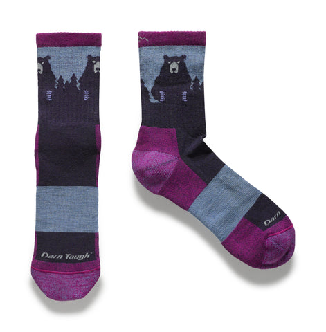 The Bear Town sock, laying down on a white surface.