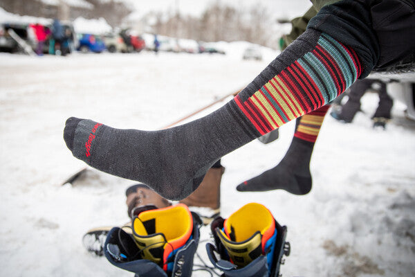 A closeup look at the Backwoods snowboard sock