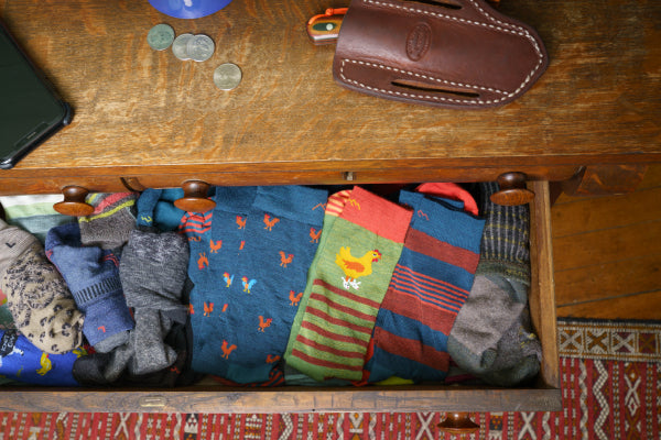 Shot of a sock drawer filled with Darn Tough socks