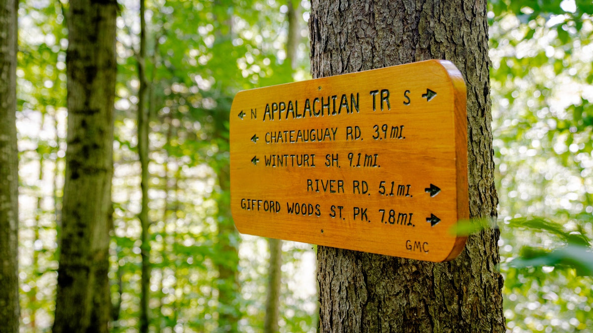 Appalachian trail sign on a tree