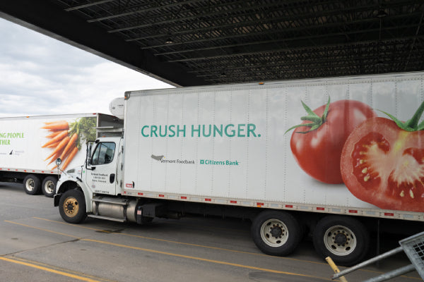 A Vermont Foodbank truck transporting food to those who need it