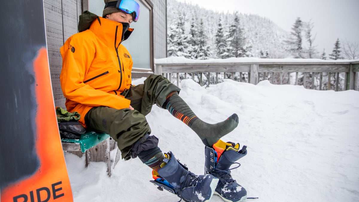 Jake Blauvelt at Bolton Valley Resort wearing the Darn Tough Backwoods Snow Socks