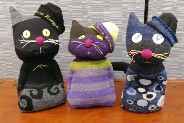 Cat socks made from upcycled Darn Tough socks