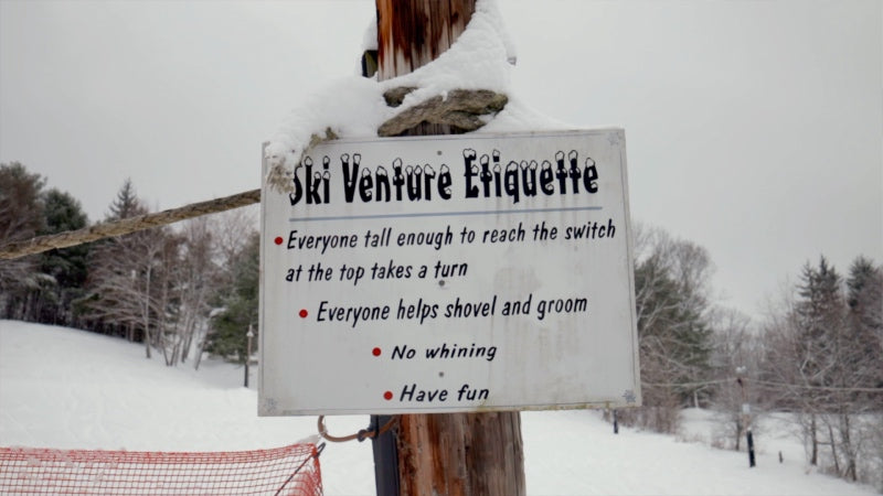 Ski Venture Etiquette: Everyone tall enough takes a turn with the switch, Everyone helps shovel and groom, no whining, have fun