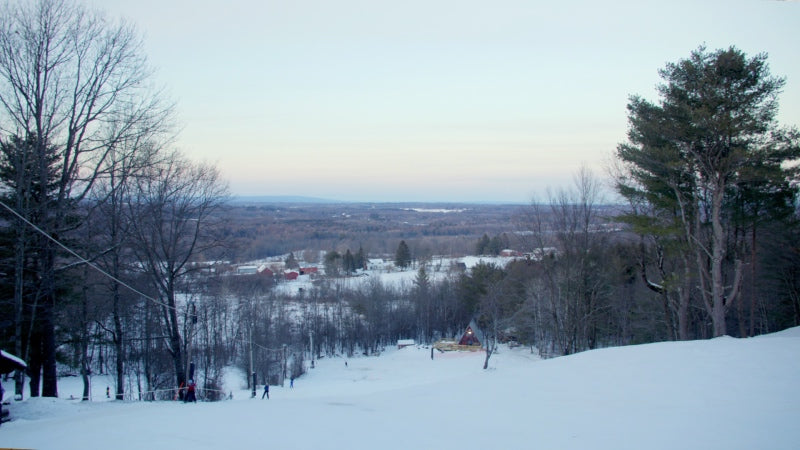 Ski Venture lodge as soon from the top of the hill, surrounded by snow