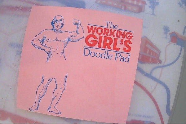The working girl's sketch pad, featuring an unfinished illustration of a brawny man