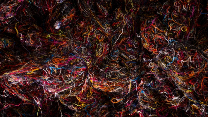 A closeup look at Merino wool fibers in a variety of colors
