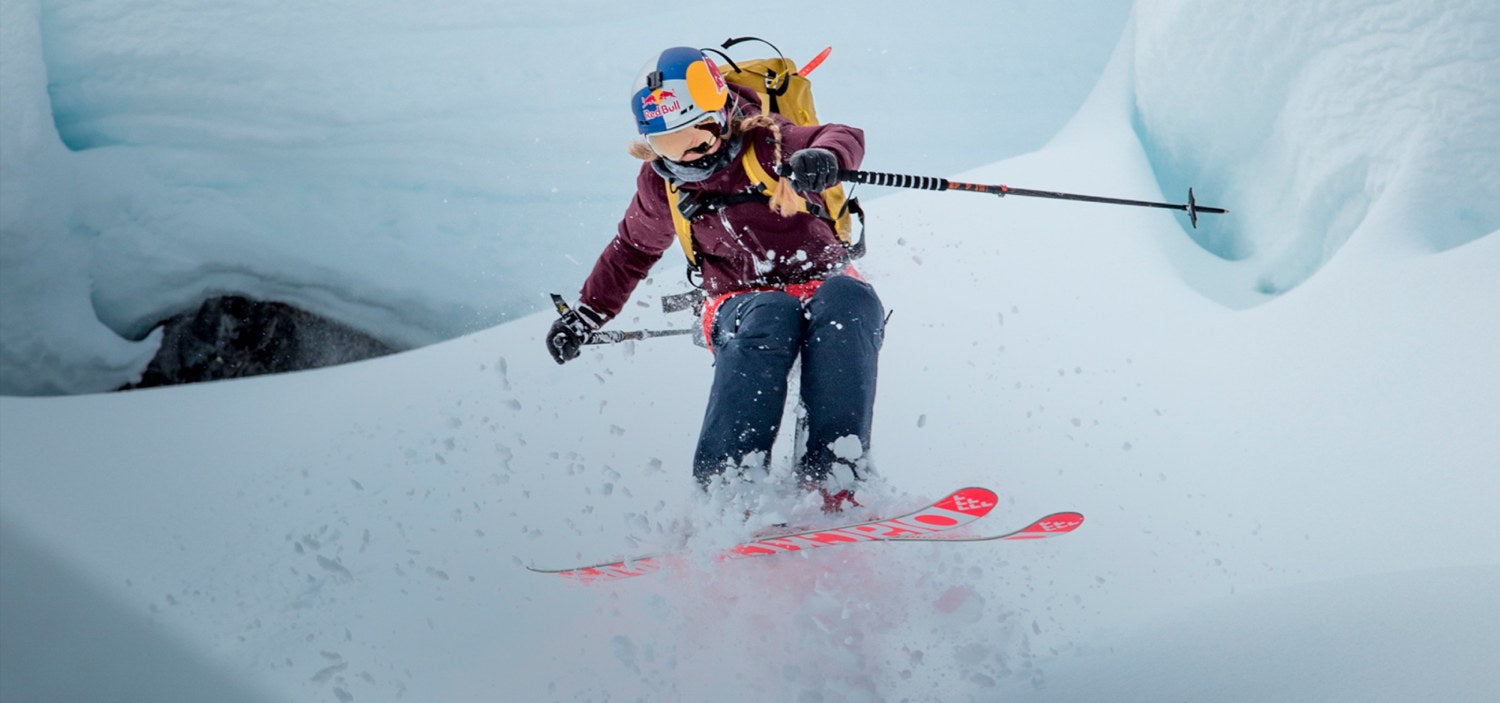 Pro skier Michelle Parker skiing is some awesome powder
