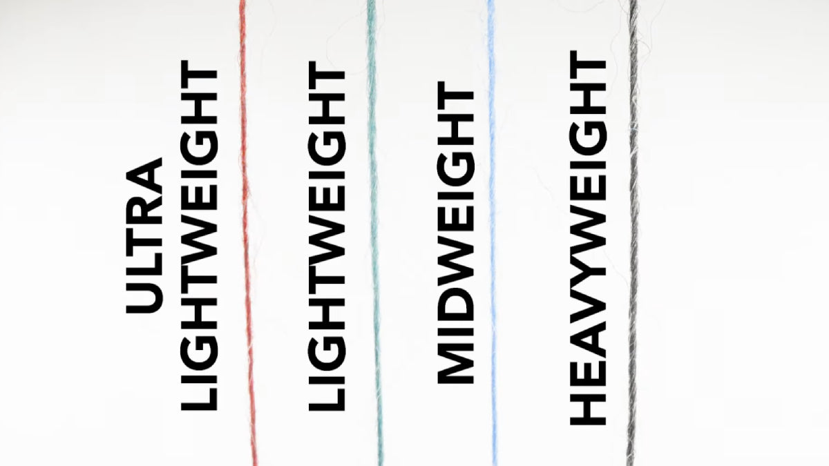 Ultralight, lightweight, midweight, & heavyweight Merino Wool strands