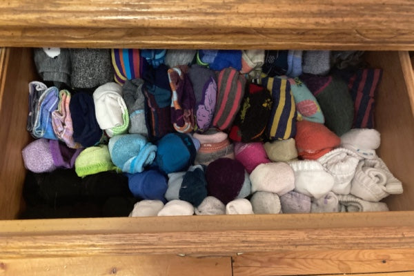 My sock drawer now, after I started folding my socks and organizing my sock drawer better to be neat