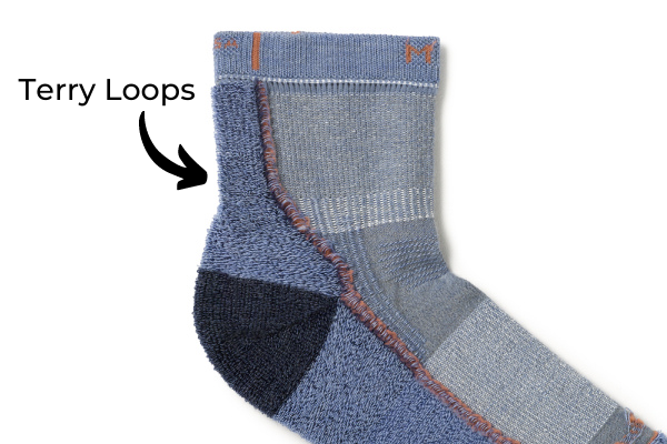 Sock flipped inside out to show Terry loops