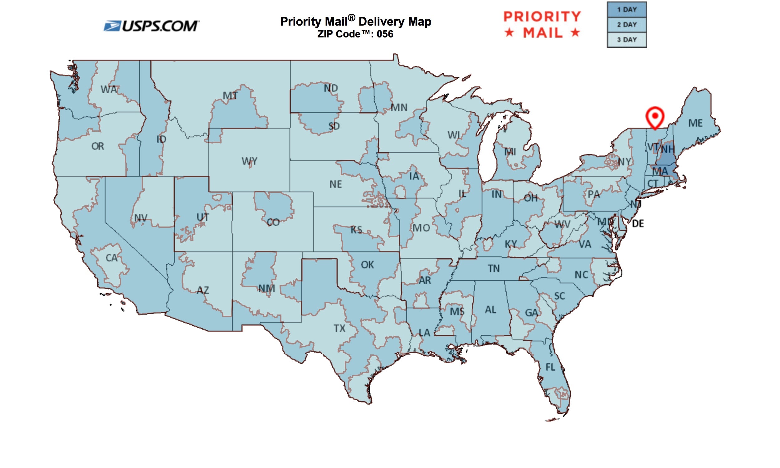 Usps Priority Mail Zones Map