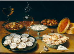 Dishes with Fruit, Oysters and Wine