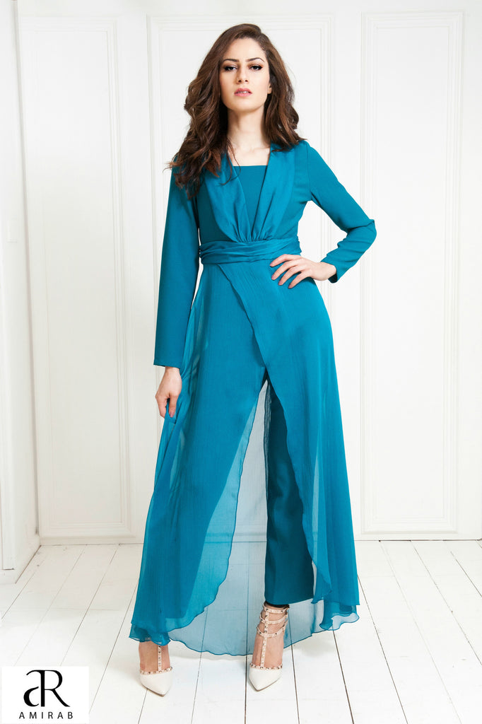 teal green jumpsuit