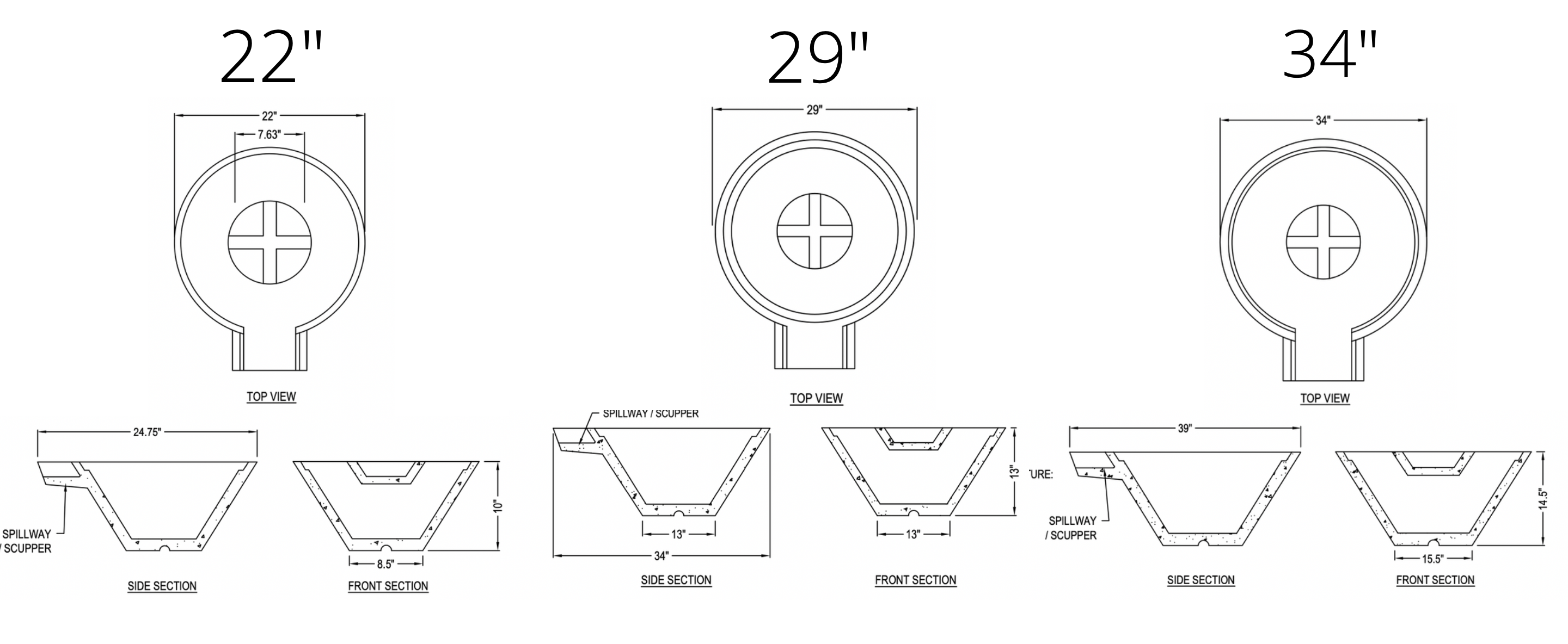 Cascade Conical Water Bowl Dimensions