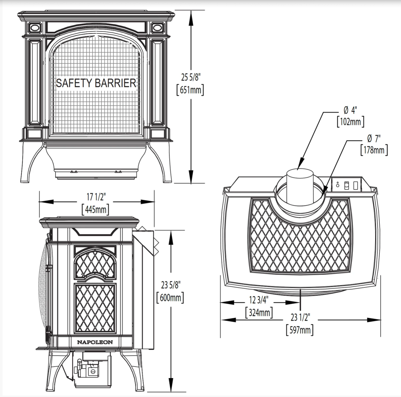 Bayfield Gas Stove  Dimensions