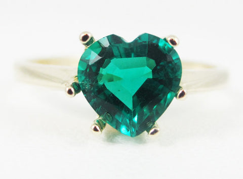 Emerald 14k Yellow Gold Heart Ring 