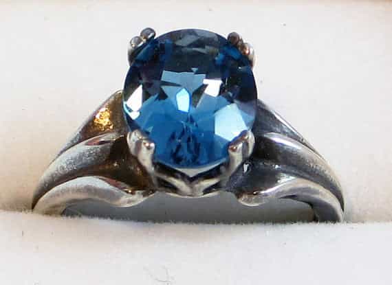 Oxidized Sterling Silver London Blue Topaz Ring