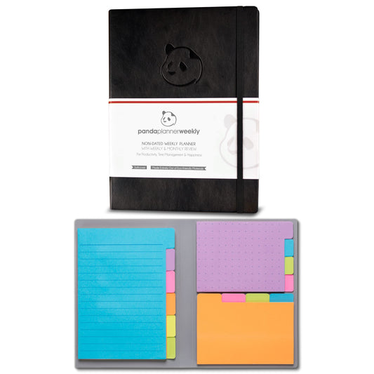 Panda Planner Sticky Notes - Bookmark Prioritize and Set Goals with Color Coding - 60 Ruled Lined Notes 4x6 40 Dotted Notes 3x4