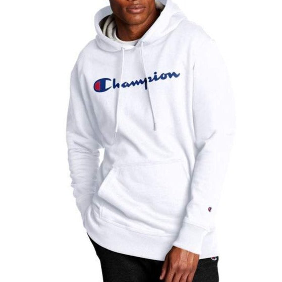 champion men's script logo powerblend hoodie